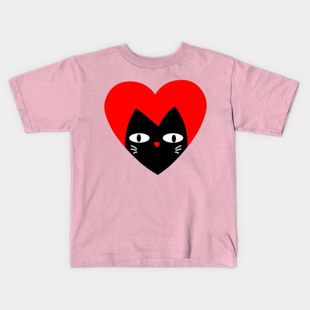 LOVE BLACK CAT Kids T-Shirt by MoreThanThat